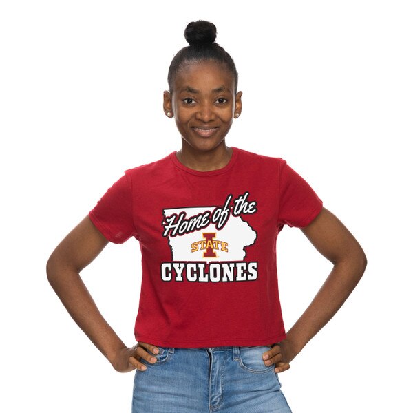 ZooZatz Women's I-State Cyclones Cardinal Crop Short Sleeve T-Shirt